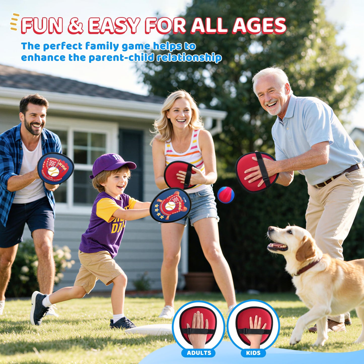 Twinkoo Toss and Catch Ball Game Set for Kids 3-5, Kids Toddler Baseball Glove & Catch Ball Toys,Kids Outdoor Games for Family, Toys for Beach Pool Yard Outside, Birthday Gift for Ages 3 4 5 6 7 8-12