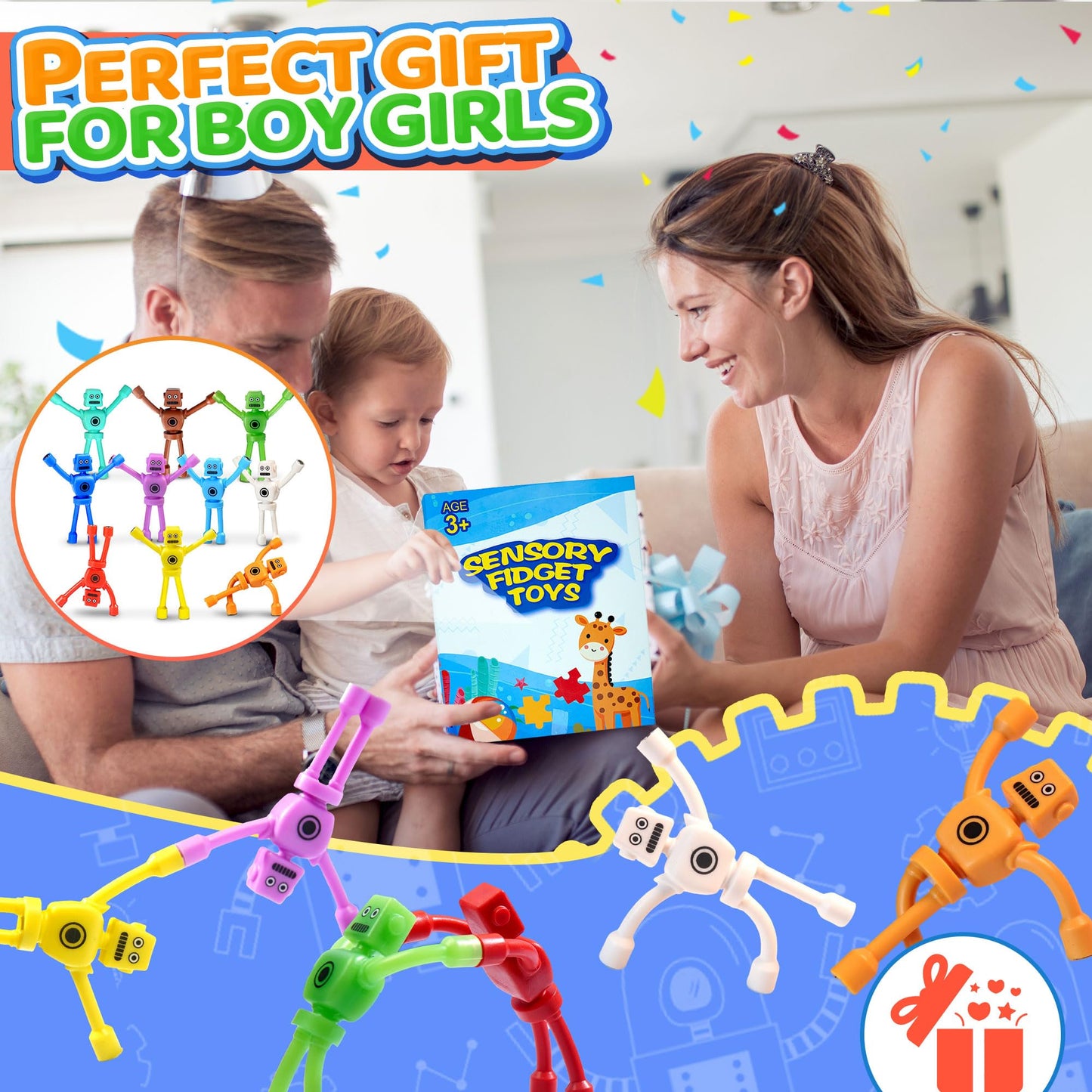 5PC Magnetic Robot Men Travel Toys for Kids Toddlers Boys Fidget Toys Airplane Road Trip Car Travel Activities Essential Fridge Magnets Fidgets Classroom Must Have Gifts Toy for Boy 3 4 5 6 Year Old