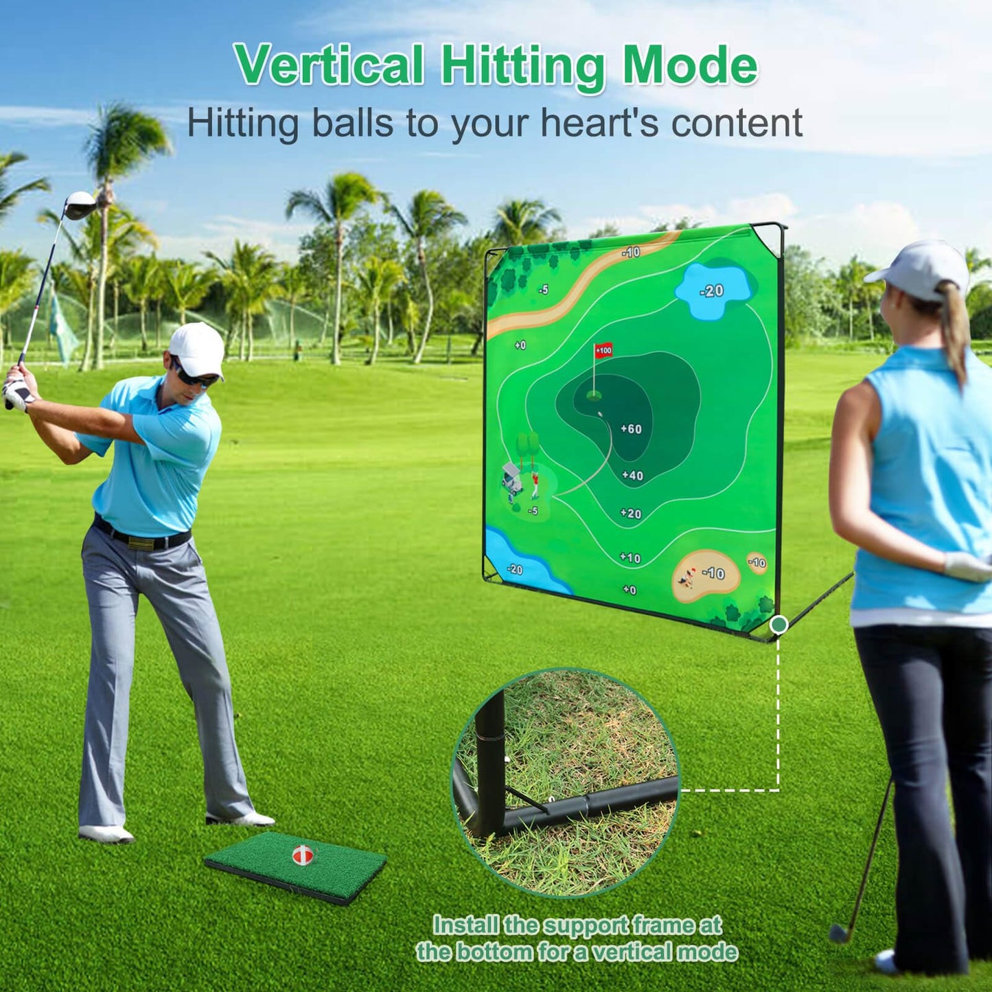 KEMLDIVS Golf Chipping Game Set, 71"x71" Golf Game for Battle Outdoor, Chipping Pong for Backyard with Sticky Balls & Storage Bag