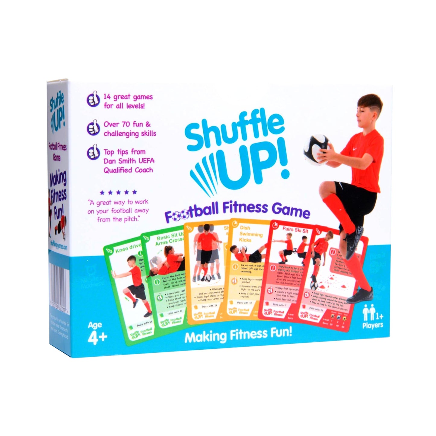 Shuffle Up Soccer Card Games - 70+ Fun & Active Skills Cards for Kids, Fitness Cards Develop Fundamentals, Stamina & Strength, Easy to Play for Kids | Multiple Skills Level Card Include 2 Dices