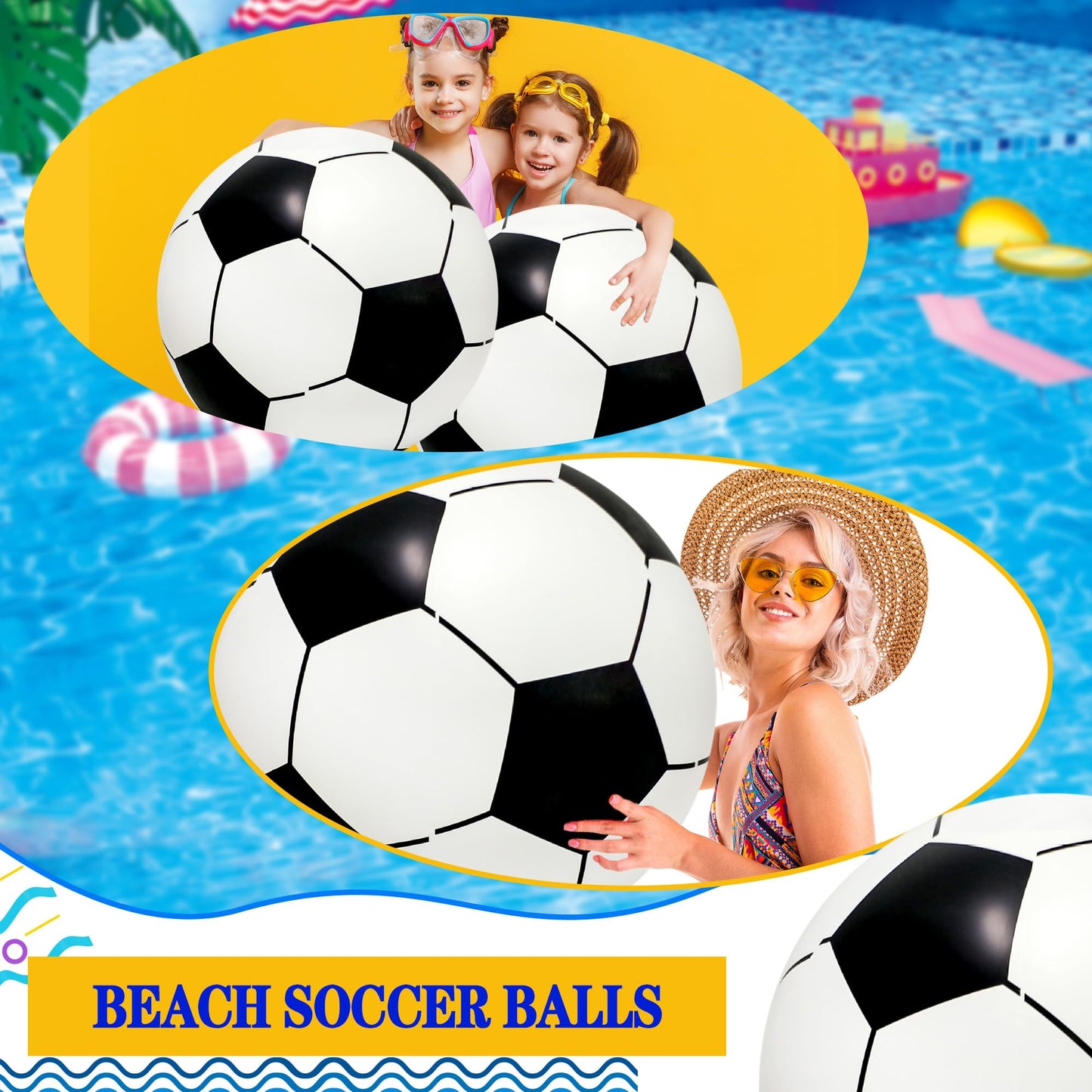 Sonarun 2 Pack 24 Inch Large Inflatable Soccer Balls Giant Beach Game Balls Jumbo Blow Up Soccer Balls Toys for Soccer Ball Sports Outdoor Summer Pool Beach Party Favors