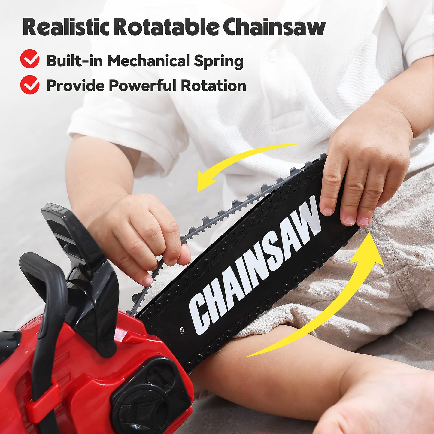 Toy Choi's Toy Chainsaw - Chainsaw Toy for Kids Power Tool Set with Realistic Sound, Pretend Play Kids Chainsaw Tool Set for Outdoor Gardening Play - kids toy for Boys Girls Ages 3 4 5 6 7 8 Years Old