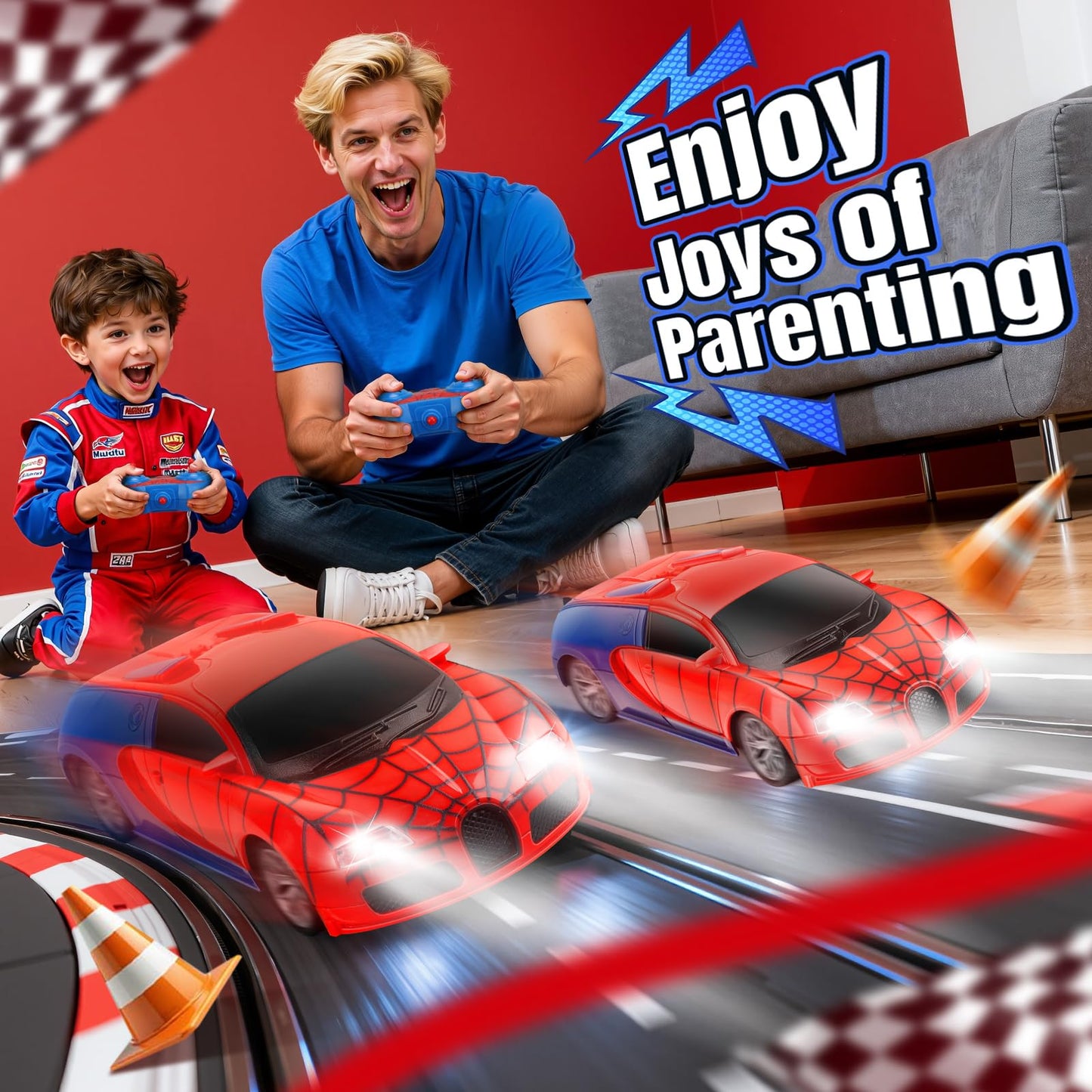 Gretex Remote Control Car Toy for Kids: Spider RC Cars for Boys Age 4-7 Toy Cars for Boys Age 4-7 Racing Car Toys Spider Toys for Boy 4-6 Birthday Gift for 3 4 5 6 7 8 Year Old Boy Girls, Red