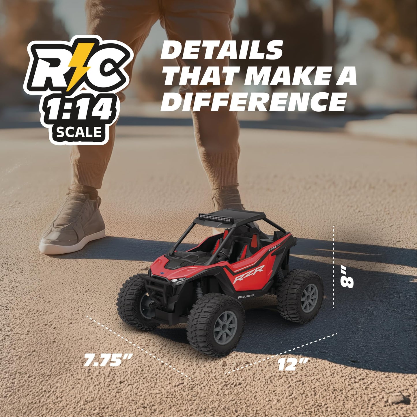 Motor Dayz Polaris RZR Remote Control UTV – 1:14 Scale 2WD RC Car, Officially Licensed Polaris RZR, Full-Function 2.4GHz Radio Control, USB Rechargeable, Ready to Run, Red