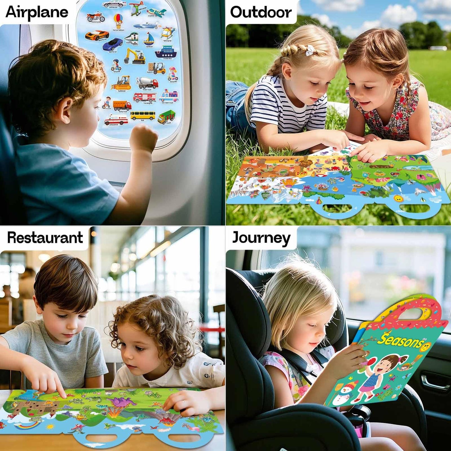 iGetooy 3 Sets Sticker Books for Toddlers 2-4 Years, Reusable Stickers Books for Toddlers 1-3, Travel Toys for Kids 1-3, Airplane Travel Essentials for Kids