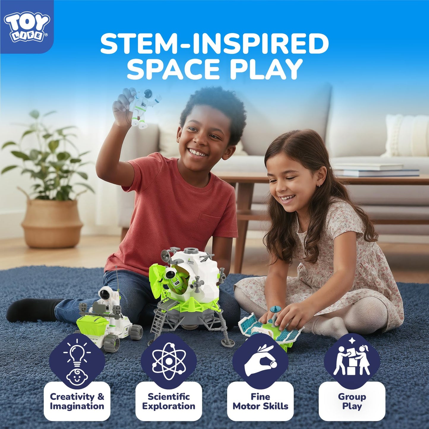 TOY Life Lunar Space Toy for Kids 3-5, Rocket Ship Toy with Astronaut Toys, Space Adventure Rocket Set, Spaceship Toys for Kids, Rocketship Toys for Boys and Girls 5-8, Space Toys
