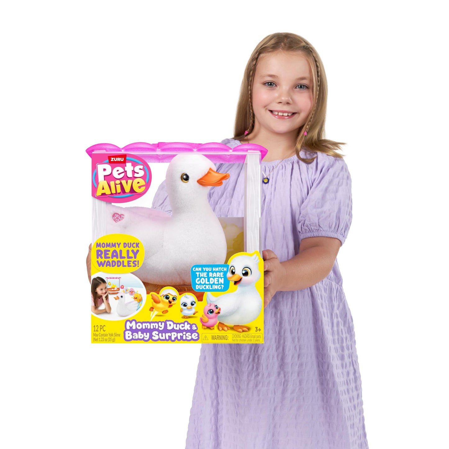 Pets Alive Mommy Duck & Baby Surprise by ZURU Nurturing Play Surprise Hatching Interactive Girls' Toy.