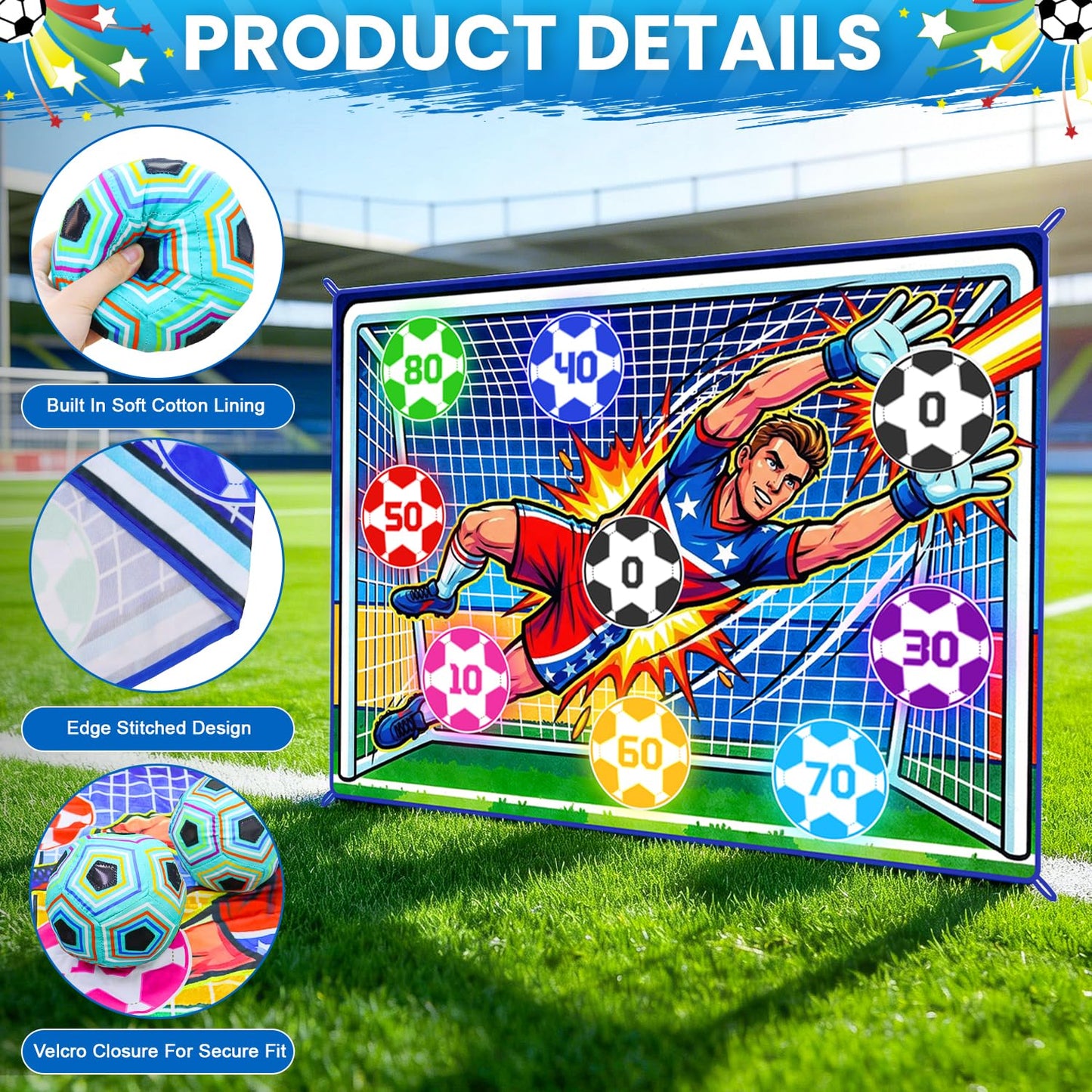WUPIOS Upgraded Toy Soccer Game Set for Kids, Indoor Outdoor Backyard Toss Soccer Goal Game with 2 Balls, 1 Flannel Target, Soccer Toys for Boys and Girls 3-5 6-8 8-12 Years Old Kids Birthday