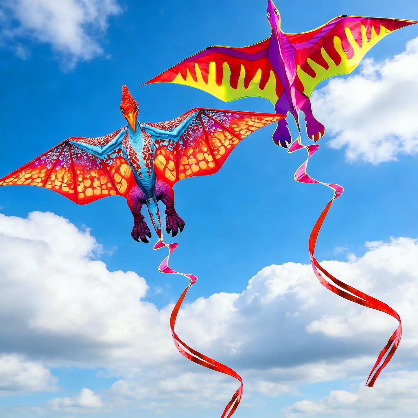 HENGDA KITE 2 Pack Dragon Kites for Kids and Adults，Dinosaur Kite Easy to Fly,Beach Kites for Family Outdoor Toy Games & Activities,Suitable for Beginners