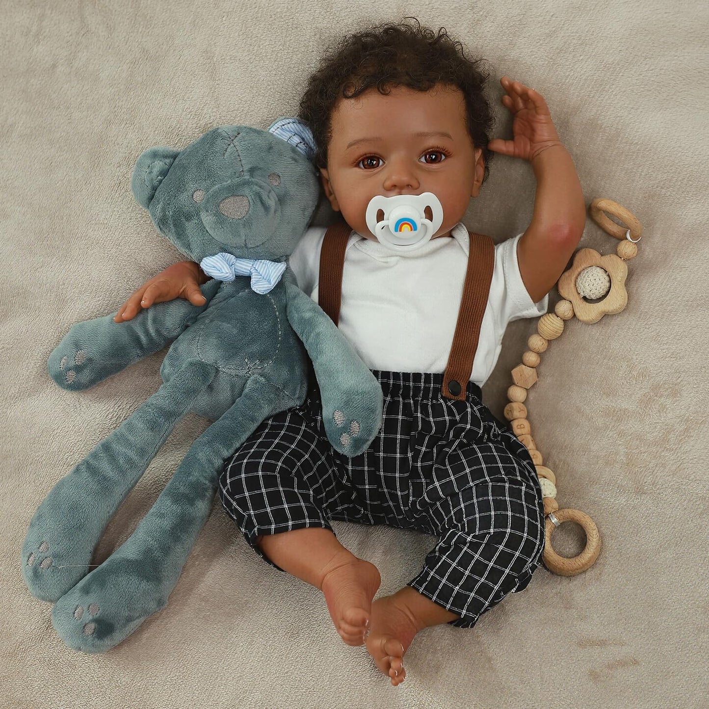WOOROY Realistic Reborn Baby Dolls Black - 20 Inch Real Life Baby Dolls African American Real Baby Boy, Lifelike Real Looking Baby Doll Poseable, Gift Set with Accessories for Aged 3+