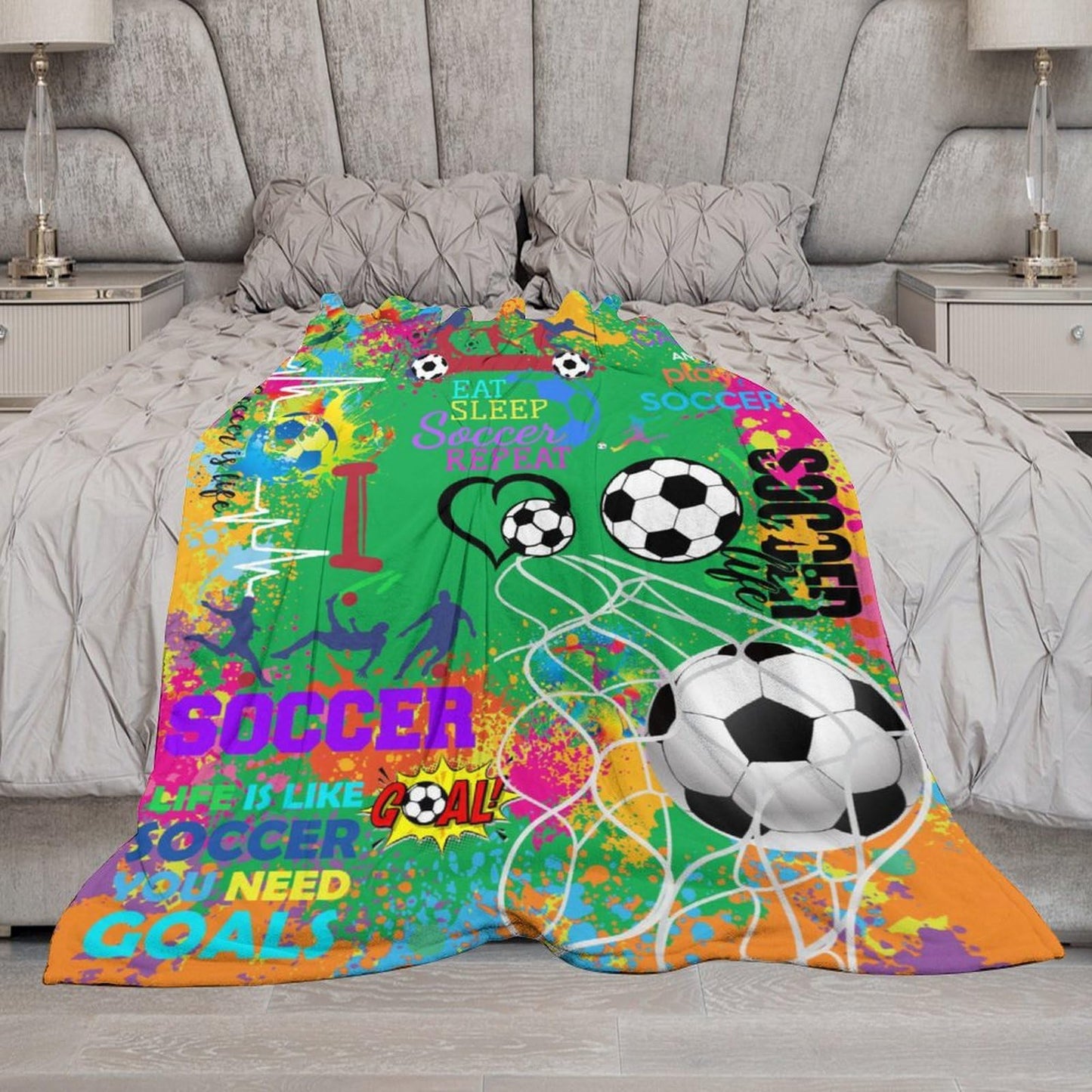 Soccer Blanket Gifts for Girls Women Ultra Soft Flannel Soccer Throw Warm Blanket for Soccers Lovers Gifts Adults Kids 50" X 40"