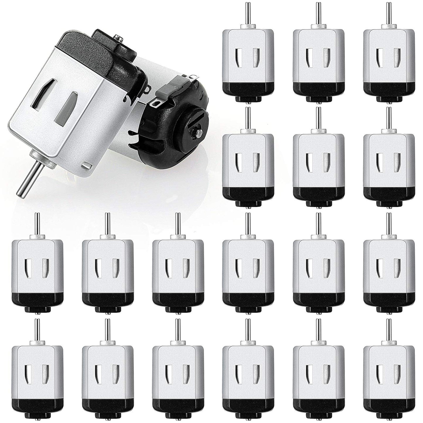 Mudder 20 Pieces Micro Electric Motor DC 1.5-3V 23000RPM Cars Toys Rectangular Small Electric Motor for DIY Toys Science Projects Metal Engine Motor Kit