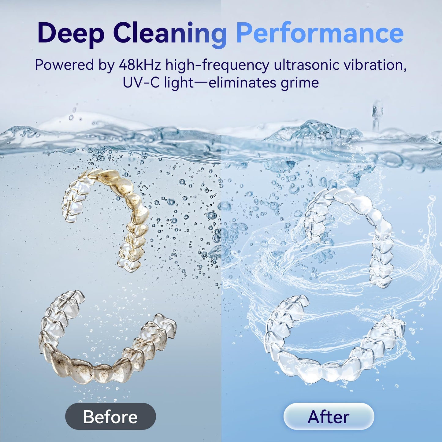 UMPOPO Ultrasonic Retainer Cleaner Machine 48kHz, Dental Cleaning Pod, Ultrasonic Retainer Cleaner for Dentures, Aligners, Mouth Guards, Toothbrush Heads and Jewelry with 200ML Capacity, LAB Supply