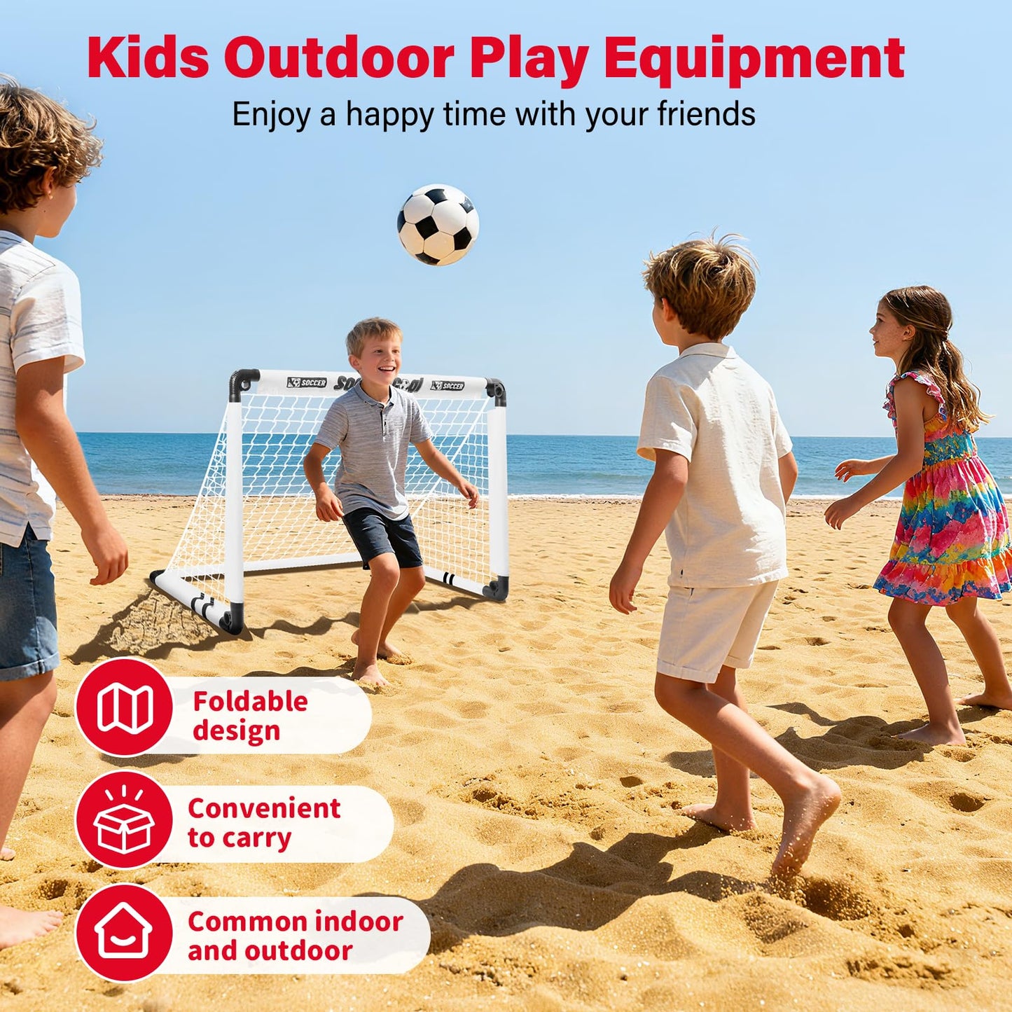 KETIEE Kids Soccer Goals for Backyard: 35" x 23" Mini Foldable Football Goals Set, Portable Kids Soccer Goal with Carry Bag & Soccer Ball for Garden Outdoor Indoor, Soccer Toy for Boys Girls Ages 3+
