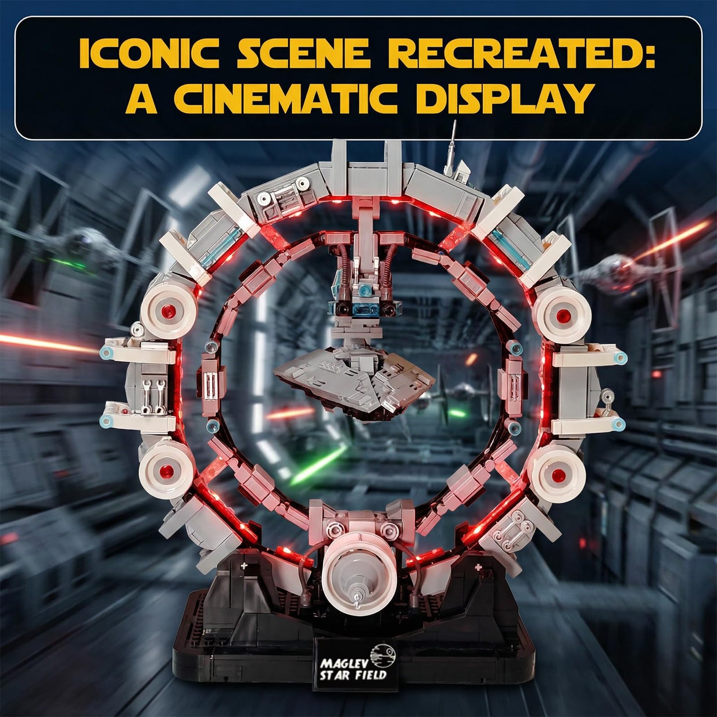 Holexapyd Space Wars Ship Building Set for Adults with Red Light - Wars Spaceship Movie Collectors Gift Ideas Galaxy Home Office Decor (1515 PCS)