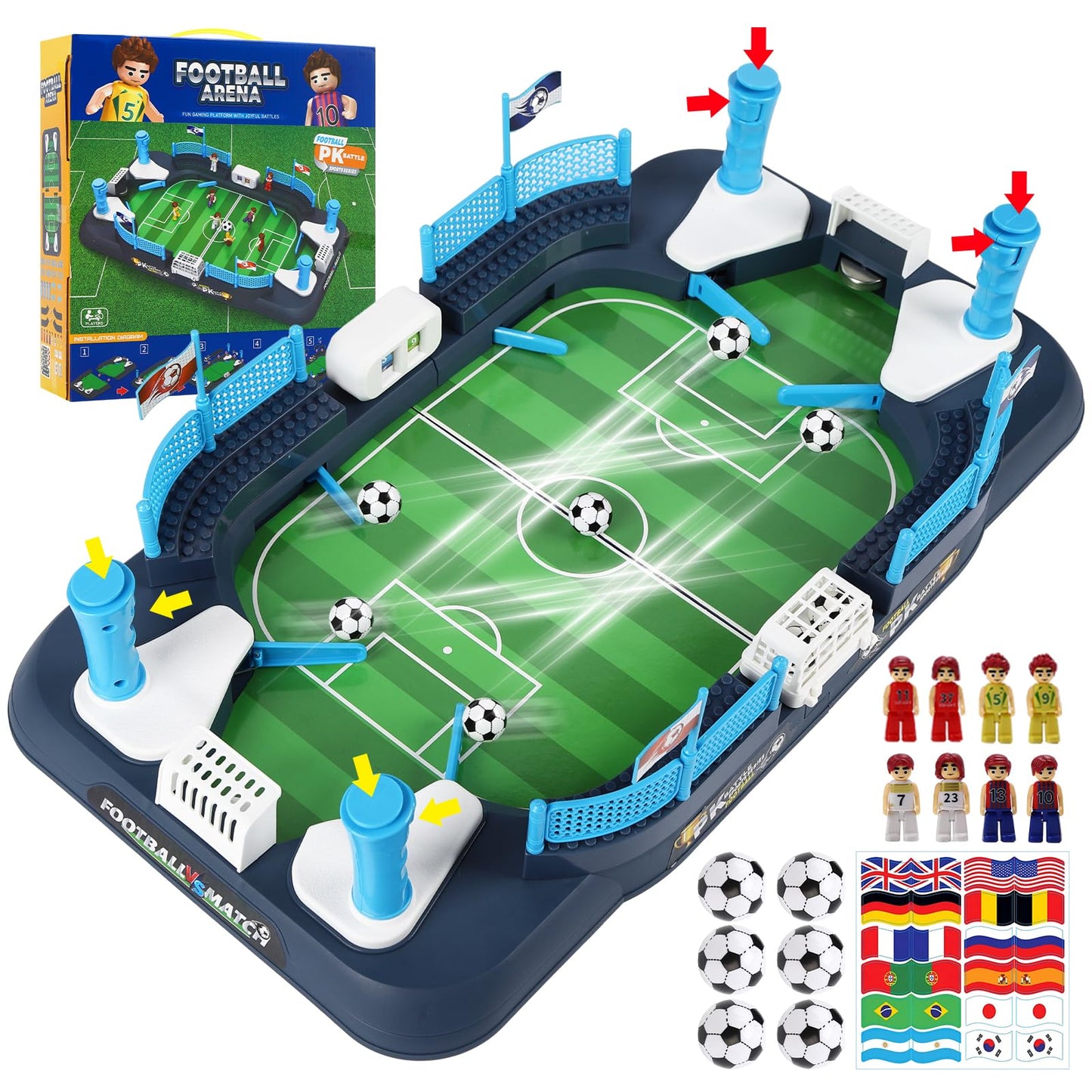 Mini Soccer Board Game for Kids 3-12, Foosball Table Toy for Age 4-8, Pinball Machine Toys for Boys 5-10 Years Old, Interactive Indoor Action Game with 6 Balls for Birthday Gift