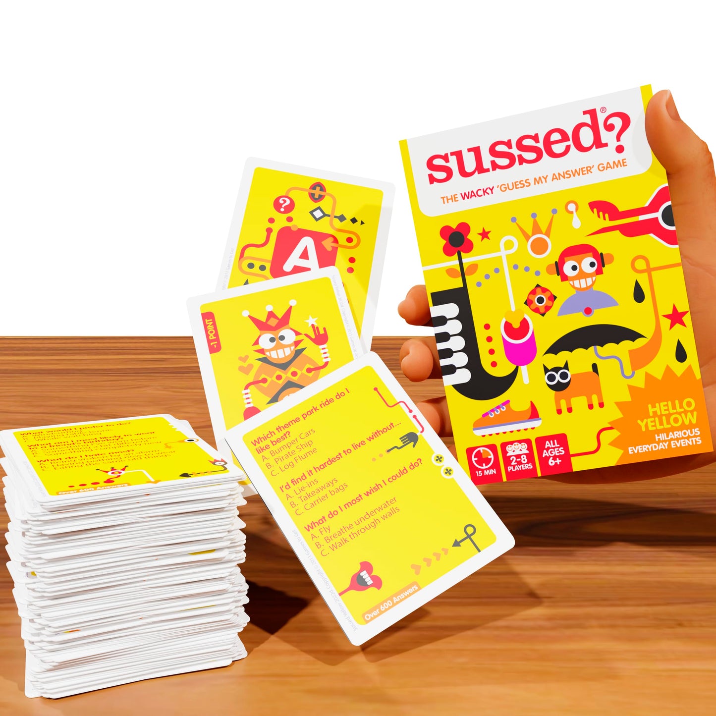 SUSSED 650 Wacky Conversation Starters for Kids, Teens & Adults- Family Card Game - Fun Gift - Stocking Stuffer - Blue, Green and Orange Bundle