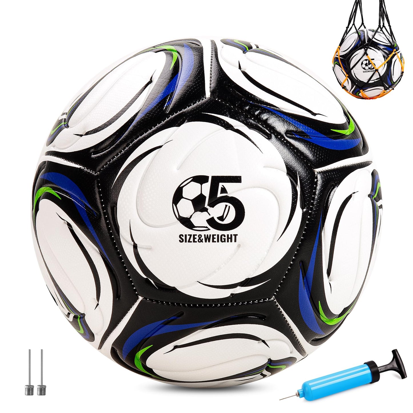 cellook Soccer Ball Size 5 with Pump, Official Size and Weight Long-Lasting Deflated Soccer Ball for Adults, Indoor Outdoor Training Practice Match Play Ball Game Sports Gifts for Players
