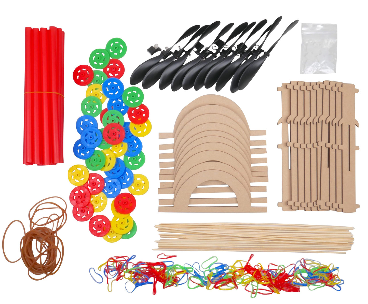 Rubber Band Propeller Car Kit, 10-Pack – Build 10 Rubber Band Propeller Cars, Complete STEM Engineering Project Kit for Classrooms, Ages 8+