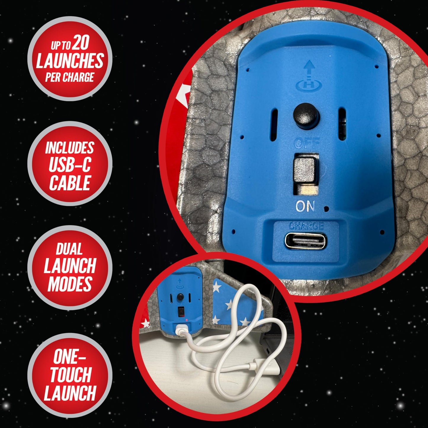Hyper Drive SkyTwister Rocket – Rechargeable Electric Launch Rocket With Parachute Deploy – Flies Up To 200 Feet – Safe Toy For Kids Ages 8+ – Fully Self-Contained Launch Kit