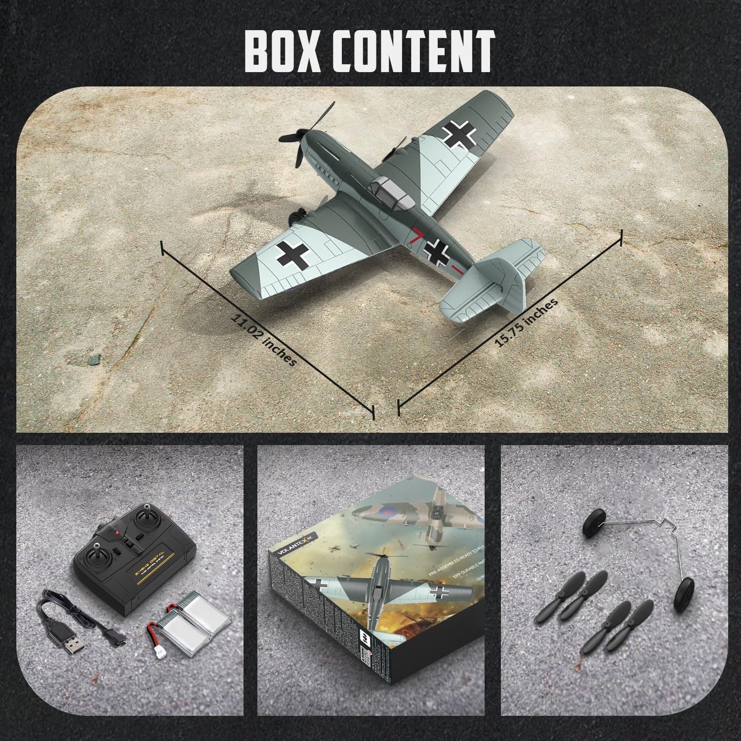 volantexrc RC Plane 3 Channel Remote Control Airplane Fighter Toys, 2.4GHz 6-axis Gyro Stabilizer RTF Glider Aircraft Plane, Easy to Fly for Adults Beginners (BF109)