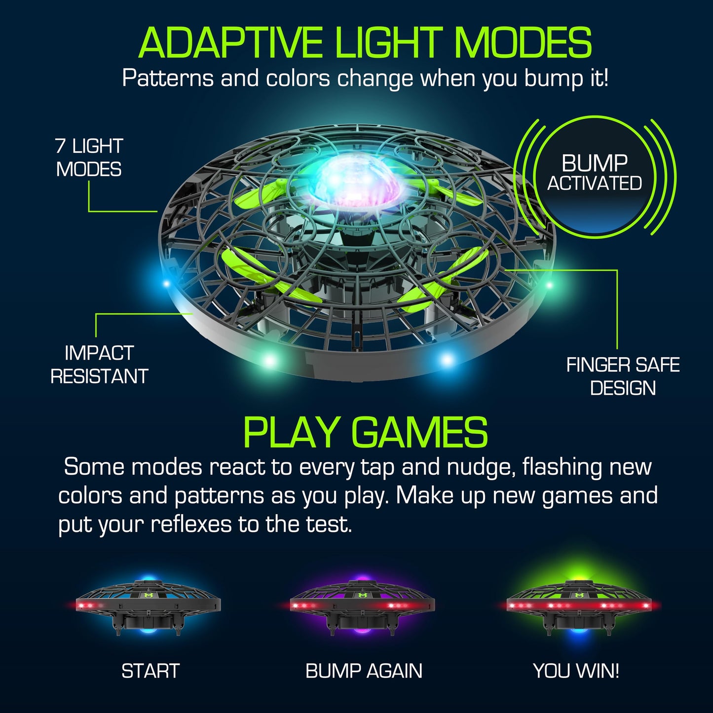Sky Viper Aura Touch-Control Light Drone, Remoteless Push-to-Fly for Kids, Rechargeable Battery