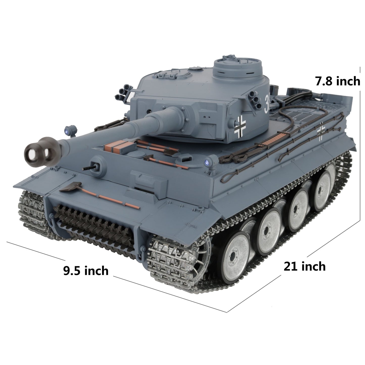 1/16 2.4ghz Remote Control German Tiger I Gray Color Tank Adults Model Toy(Upgraded/Metal Road Wheel & Tracks & Sprocket Wheel & Idle Wheel)(Steel Gear Gearbox)(5000mah Nimh Battery)(Airsoft)