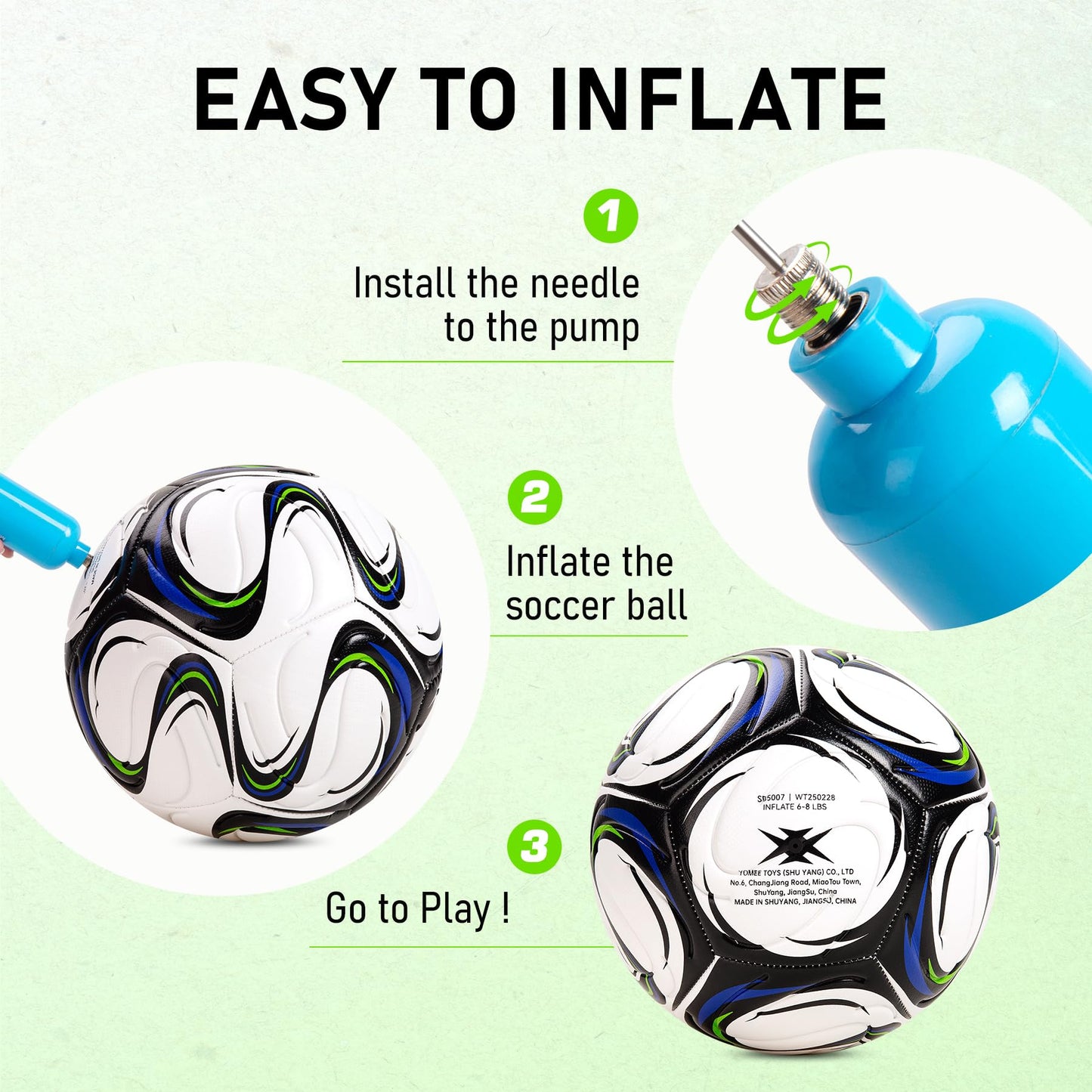 cellook Soccer Ball Size 5 with Pump, Official Size and Weight Long-Lasting Deflated Soccer Ball for Adults, Indoor Outdoor Training Practice Match Play Ball Game Sports Gifts for Players