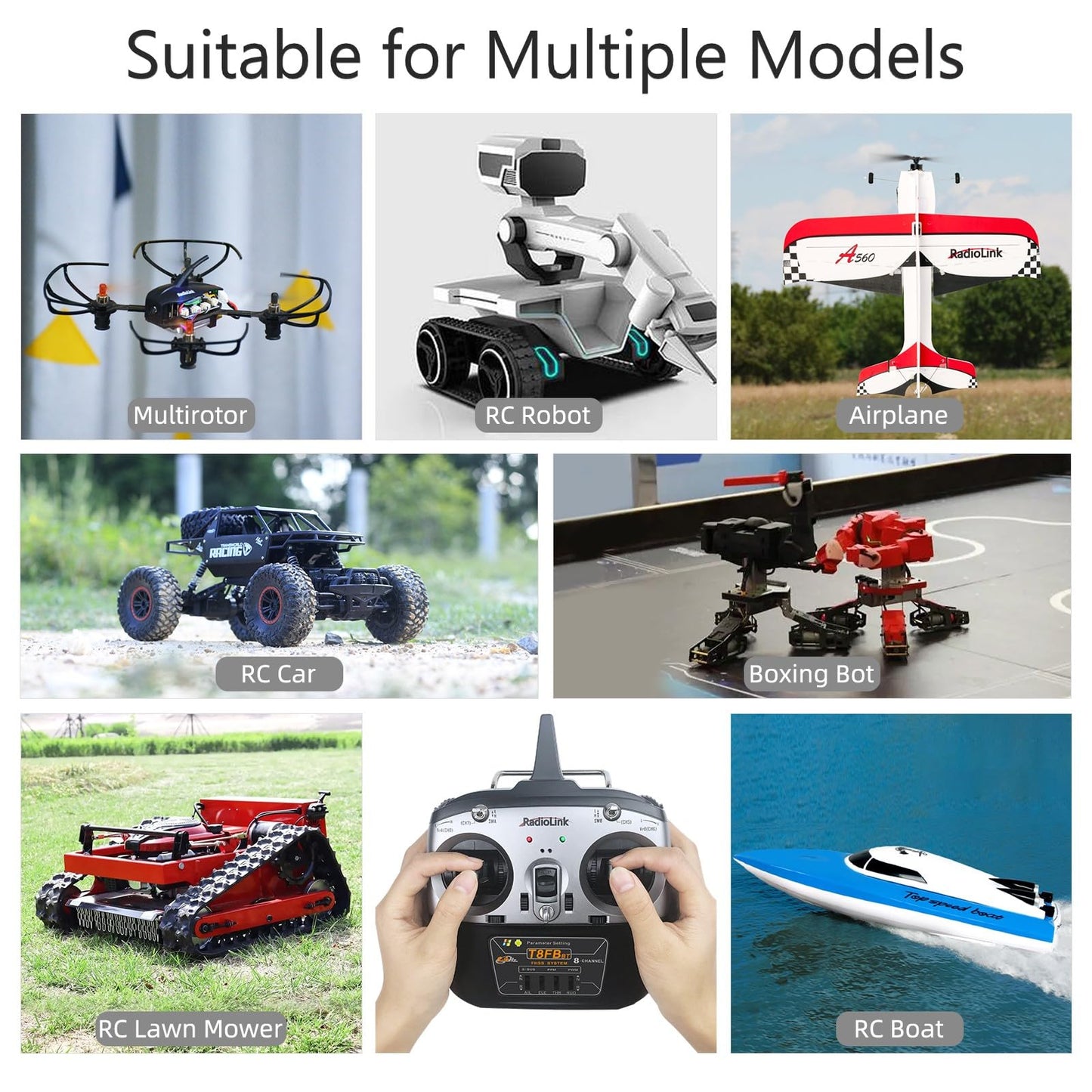 Radiolink T8FB 8 Channels 2.4GHz RC Remote Transmitter and R8EF Receiver APP Parameter Setup Dual Stick Controller for RC Airplane Aircraft Boat Car and More(Mode 2)