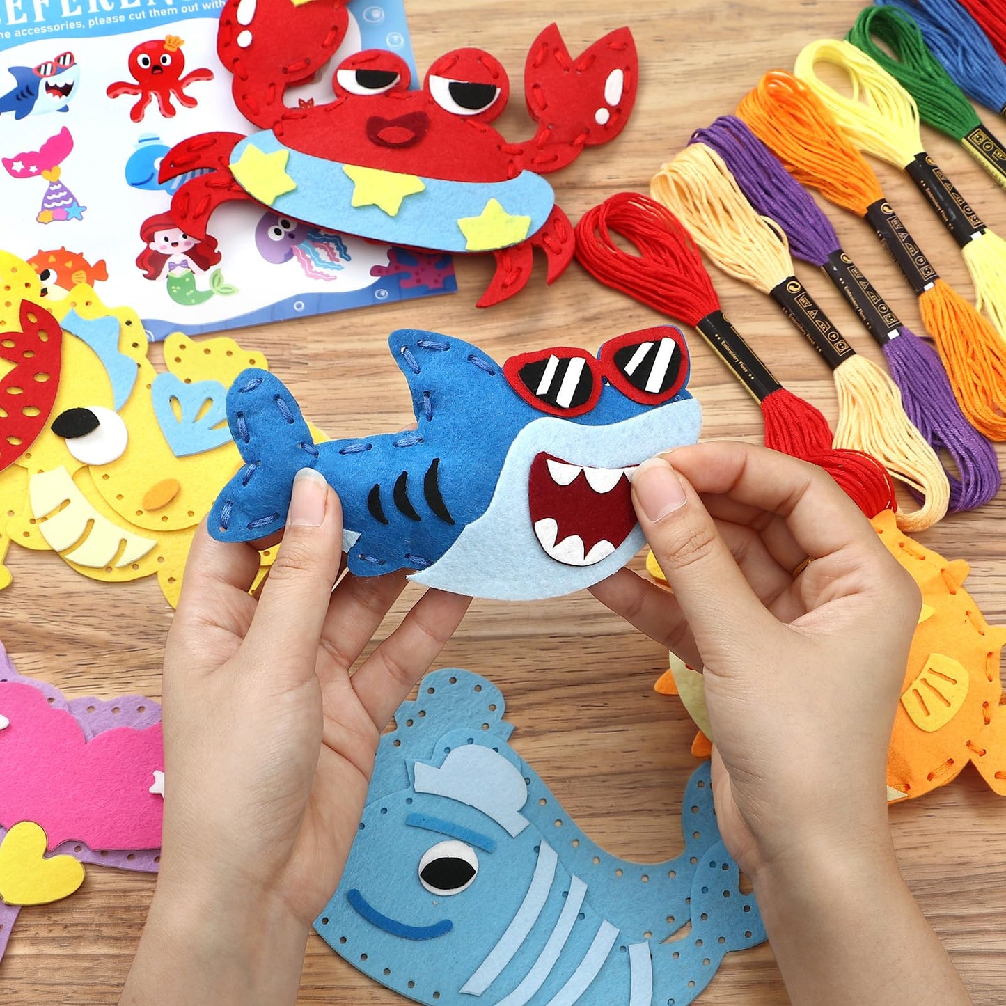 Toylink Ocean Sewing Kit for Kids Beginners, 12-in-1 Sew Your Own Felt Craft Kit for Kids Girls Boys 6-8, 8-12, Fun and Educational Girls Birthday Gift Ideas