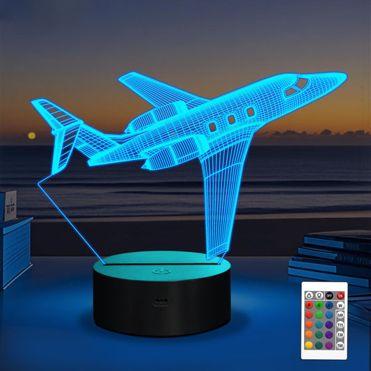 OkiyiD Airplane Gifts for Boy, Men, Aircraft Night Light, Gulfstream 3D Illusion Lamp with Remote and Touch Control, Plane Decor for Men Boy Kids Room, Birthday Gifts