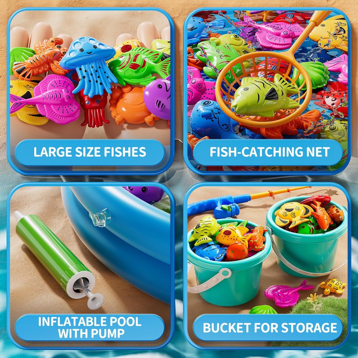 KIZONLY Magnet Fishing Game for Kids 3-5 4-8 - Fish Toys for Kids 3-5, Bathtub Floating Toy Fishing Pole, Water Table Pool with Rod Net, Bath Outdoor Gifts for Toddlers Baby Age 3 4 5 6 7 8 Year Old