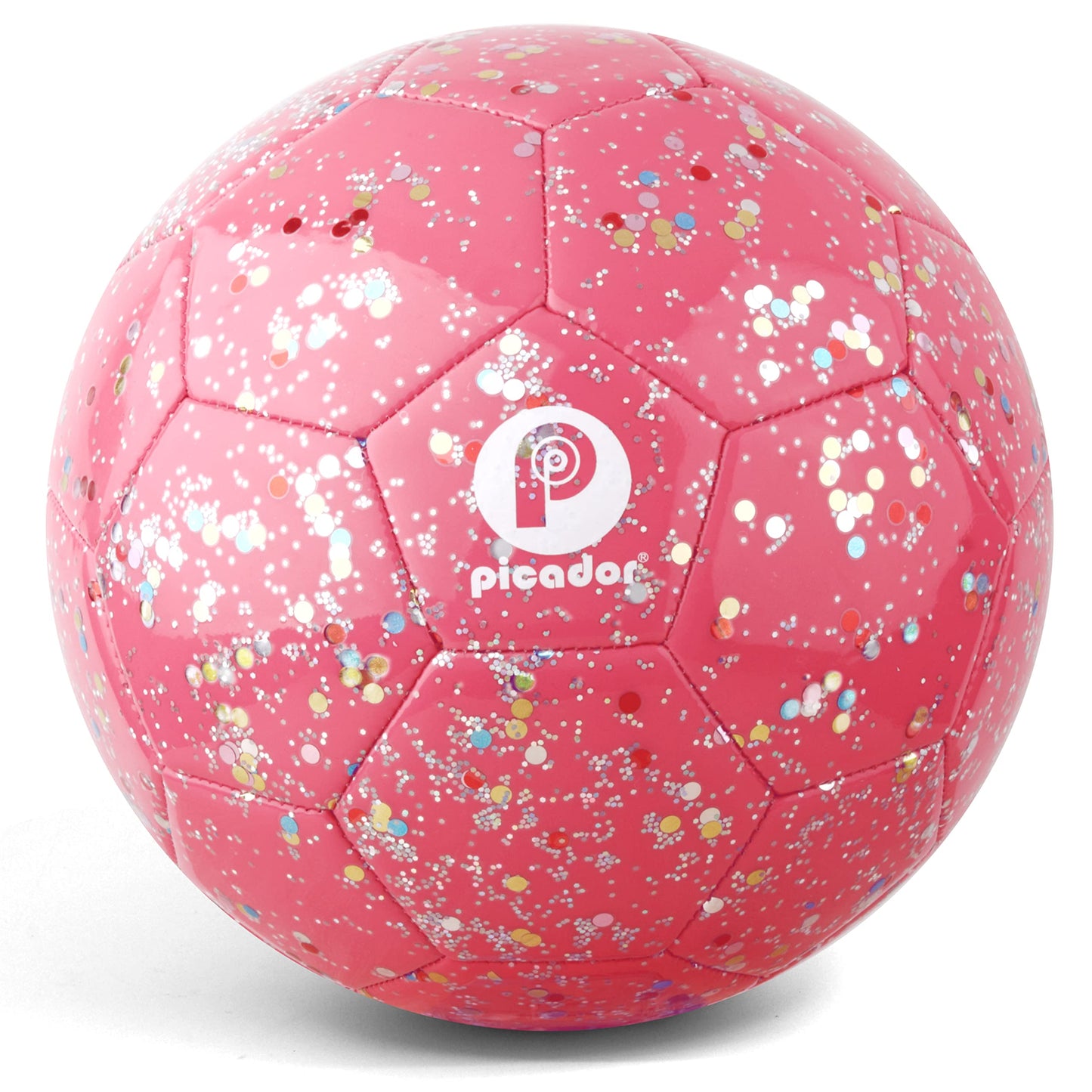 PP PICADOR Size 3 Soccer Ball Glitter Pink Soccer Balls for Kids Ages 3-6 6-8 8-10 Boys Girls Sports Training & Outdoor Play with Pump Gift
