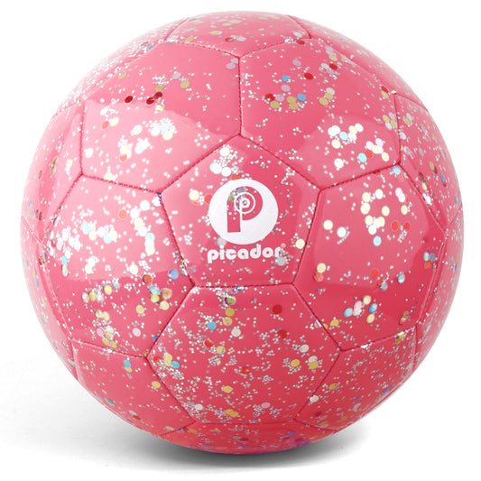 PP PICADOR Size 3 Soccer Ball Glitter Pink Soccer Balls for Kids Ages 3-6 6-8 8-10 Boys Girls Sports Training & Outdoor Play with Pump Gift