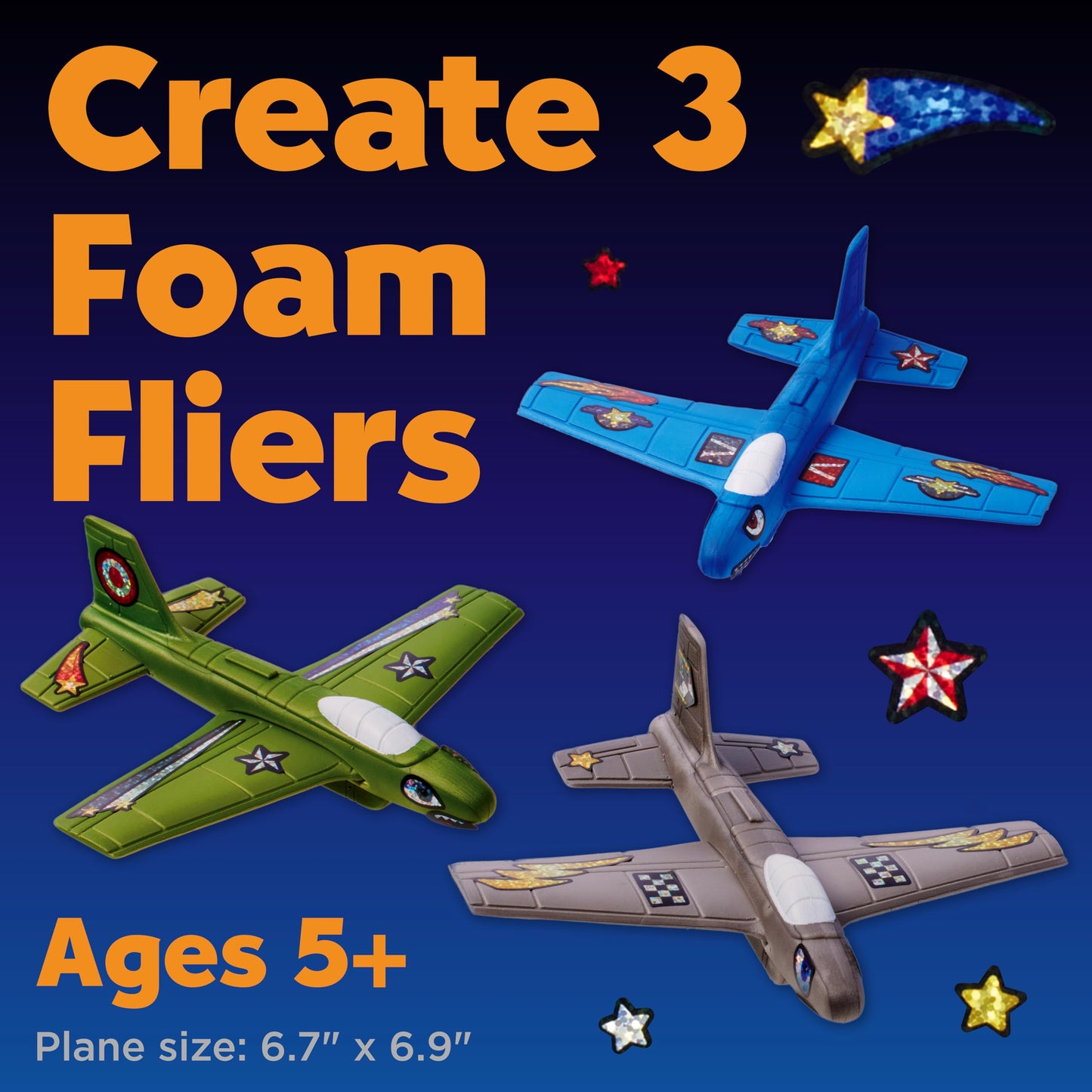 Creativity for Kids Stunt Squadron Foam Fliers: Makes 3 Airplane Toys for Kids, Crafts and STEM Kits for Kids, Toys for Boys and Girls, Boys Gifts (Ages 5+)