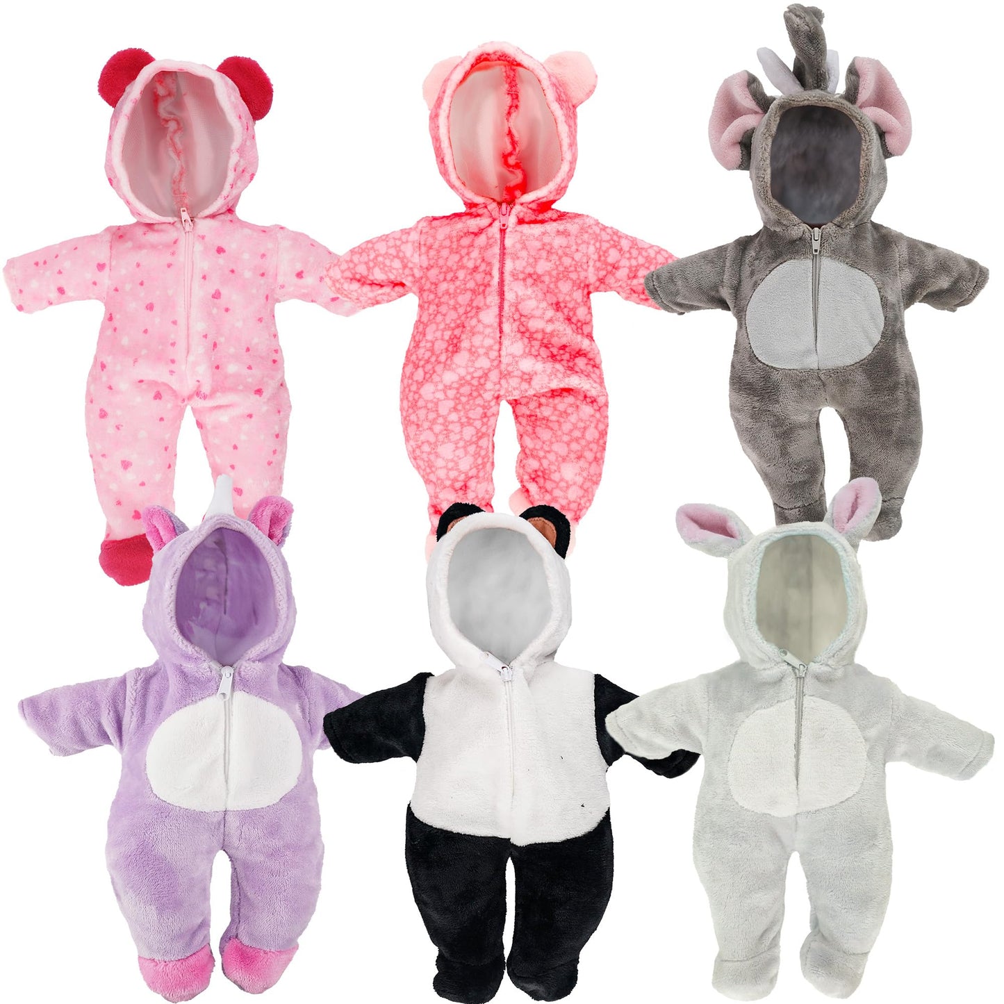 SMILESSKIDDO 12 to 16 Inch Baby Doll Clothes - 6 Sets Animal Styling Dolls Outfits Jumpsuits New Born Babydoll, Doll Accessories Clothes for 12 14 16 Inch, Gifts for Toddler Girls Kids