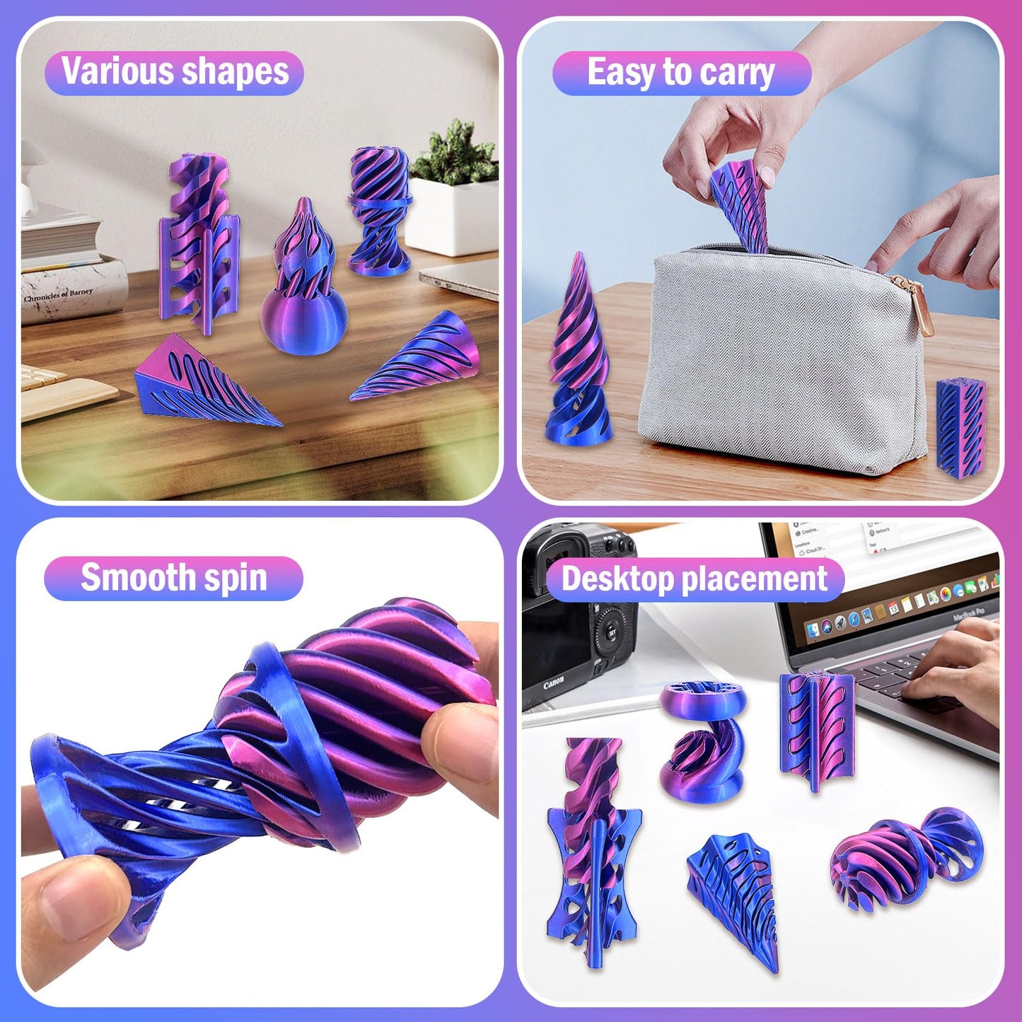 10 Pack 3D Printed Spiral Fidget Toys Set， Impossible Magic Passthrough Stress Relief Toy for Anxiety Relaxing,Cuboid,Cylinder,Cone,Cube,Wave,Whirlwind,Pyramid,Gourd,Triangle,Quadrilateral(LSZ)