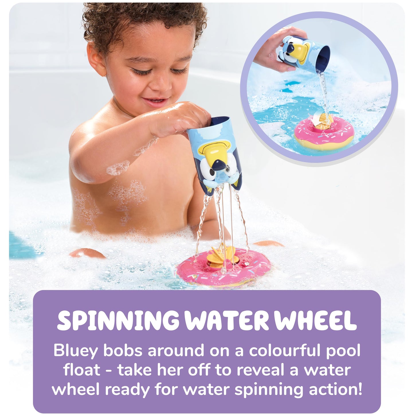 Tomy Toomies Bluey Bath Toys with Pourer and Water Wheel - Sensory Water Toys - Officially Licensed - 18+ Months