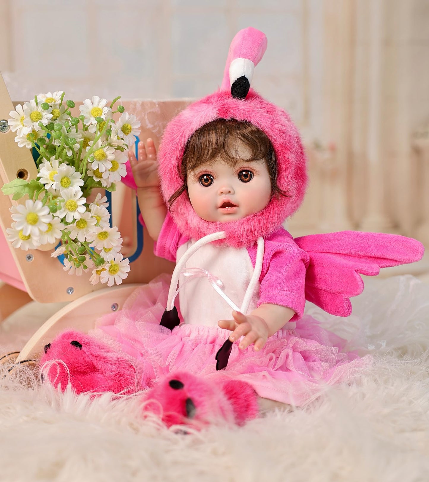 Cloveray Reborn Baby Dolls, 18 Inch Large Realistic Hand-Rooted Hair Lifelike Baby Dolls with Accessories for 3+ Year Old Girls Gifts, Pretend Play, Collection