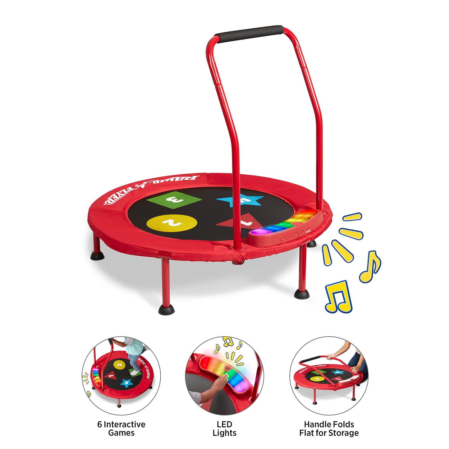 Radio Flyer Game Time Trampoline, Mini Trampoline for Toddlers, Ages 3-6 Years