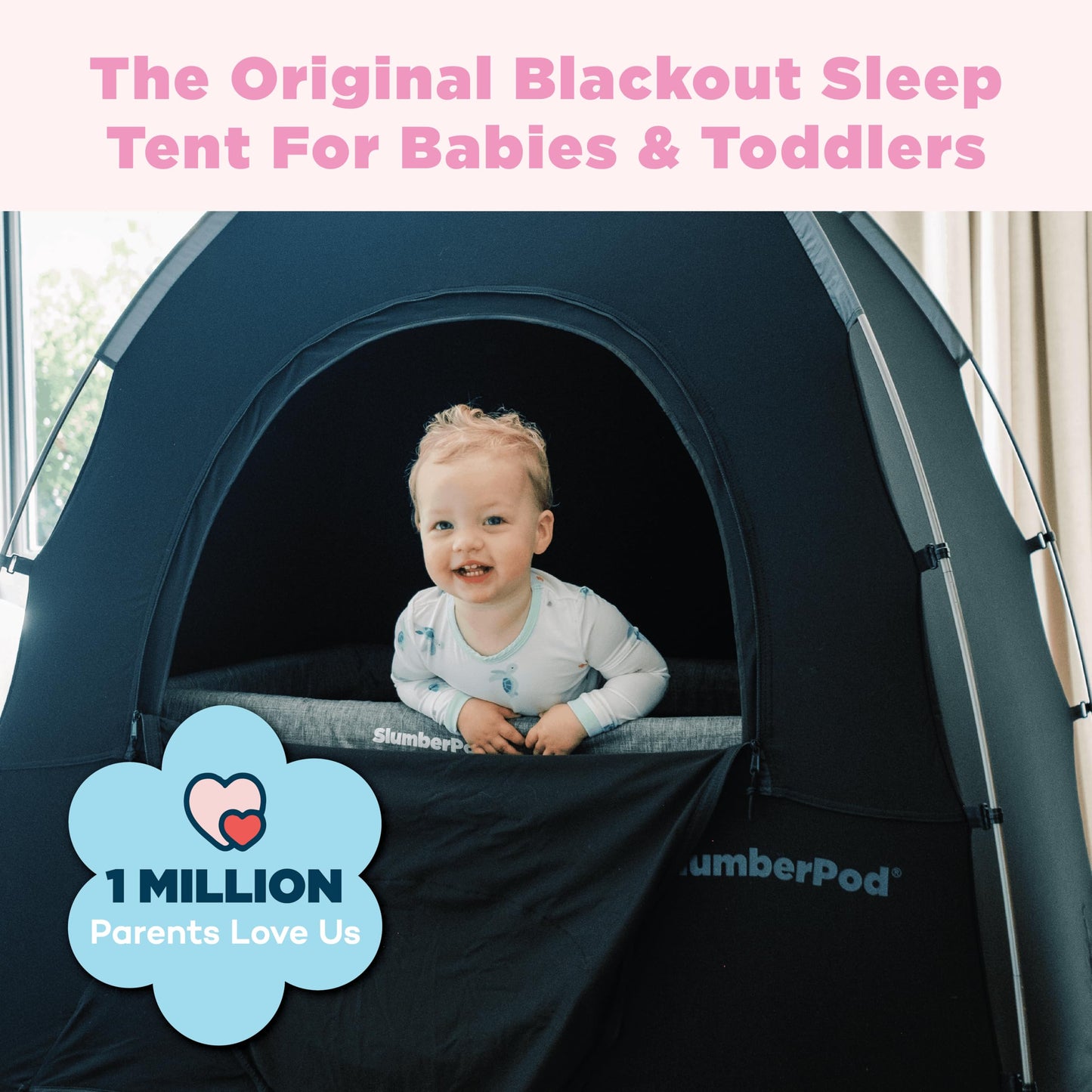 SlumberPod with Fan The Original Blackout Sleep Tent Travel Essential for Baby and Toddlers, Mini Crib and Pack n Play Cover, Sleep Pod with Monitor Pouch and Fan Pouch, Blocks 95%+ Light, Black