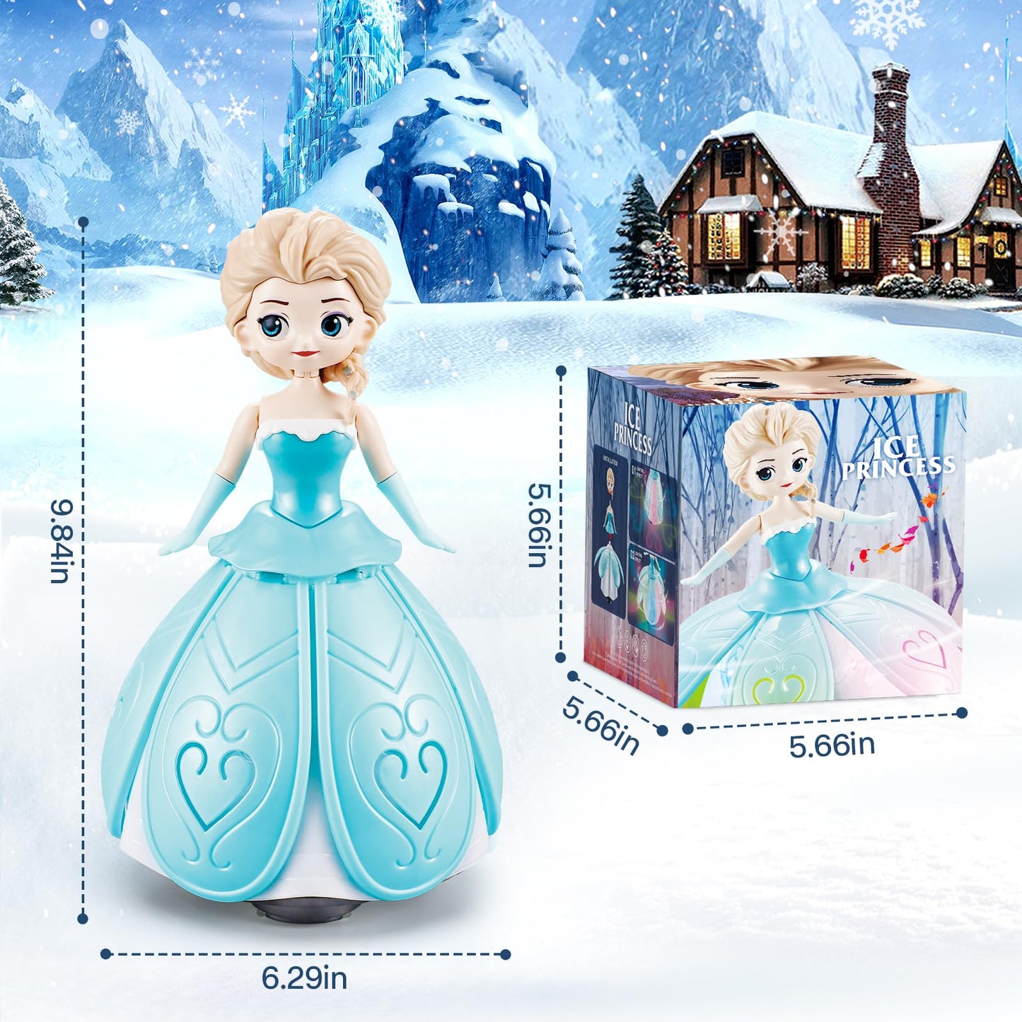 Toys for 3 Year Old Girls, Ice Princess Dancing Robot Doll for 3 4 5 Year Old Girl Birthday Gifts, Bump and Go Moving Toy with Magic Lights & Music, Easter Basket Stuffers Gifts for Kids Toddlers