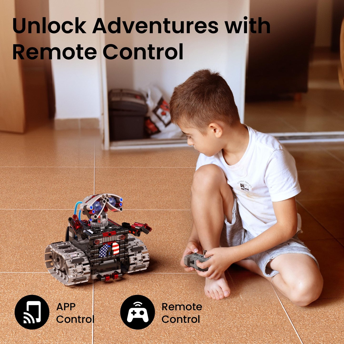 Sillbird Robot Building Kit with Remote Control Gifts for Kids Boys Ages 8-12, STEM Coding Robotic Technic Tracked Racer Car Toys for Birthday - Build 4in1 Model with 631 Pieces