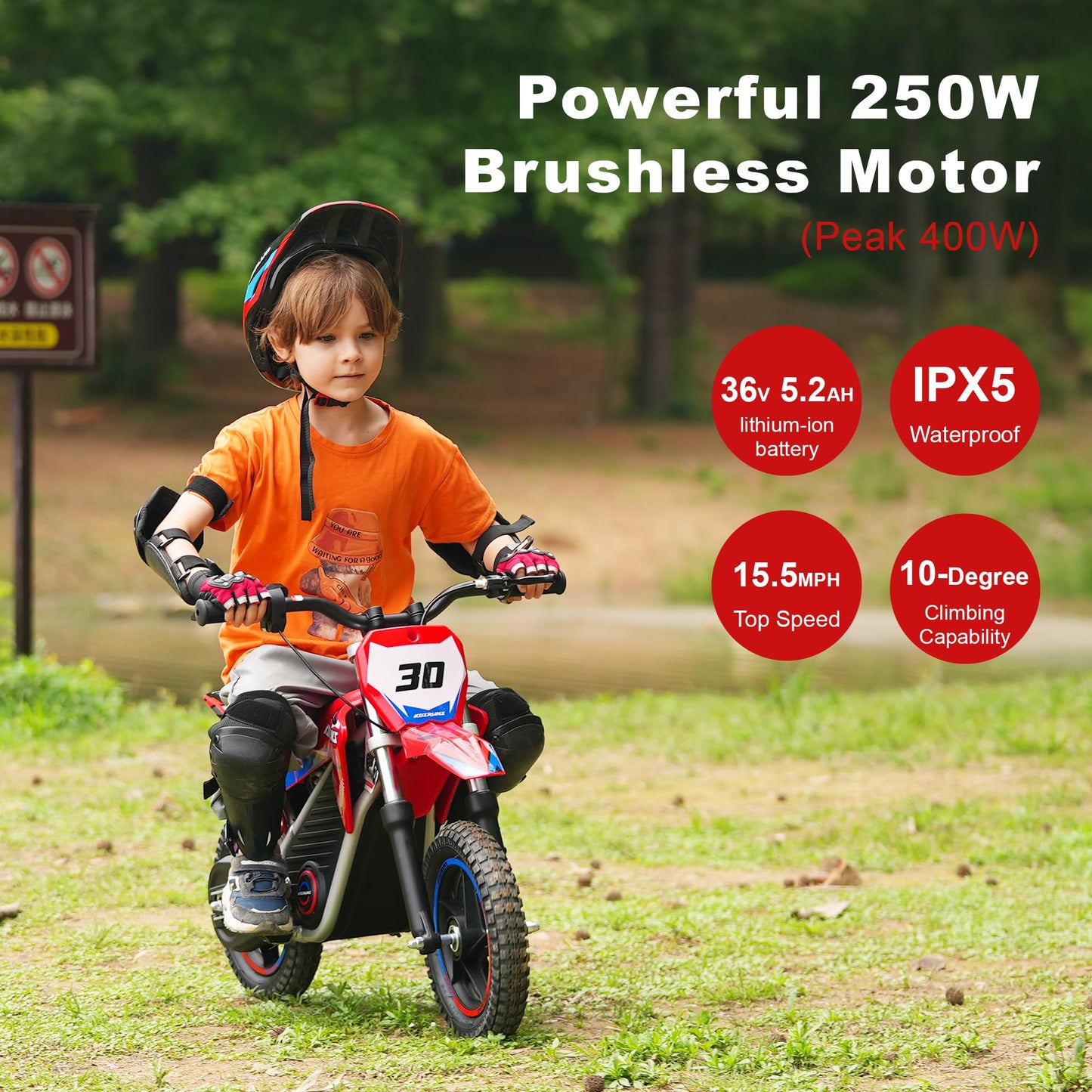 Blissskip Electric Dirt Bike for Boys Girls Ages 3-8, 250W High Racing Competition Grade Motorcycle, Up to 15MPH 3 Speed Settings Balance Bike, 12IN Off-Road Tires & Advanced Shock Absorption, Orange