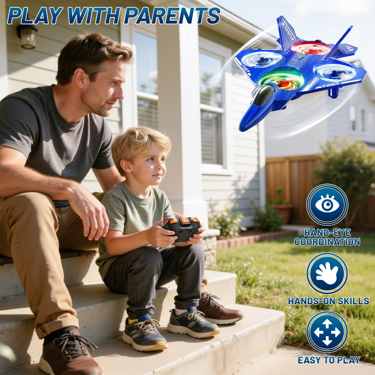 KIZONLY Remote Control Airplane for Kids, RC Airplane for Kids Adults, Indoor Outdoor Airplane with Speed Adjustment, One-Buttom Tricks, Surround etc, Birthday Airplane Gift Toys for Boys Girls Adults
