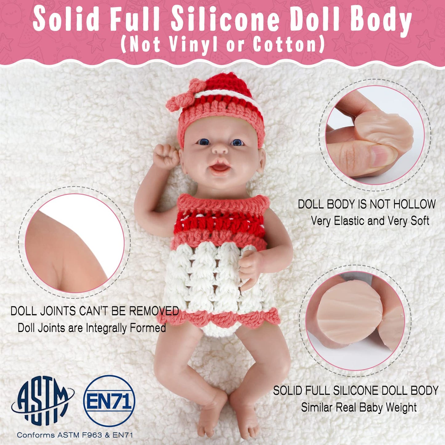 Vollence 14 inch Reborn Baby Doll Silicone Full Body Realistic Newborn Doll Lifelike Eyes Open Baby Girl The Look Real Baby Doll with Gift Box for Kids Birthday Gift - Girl