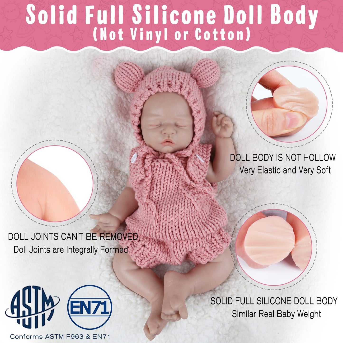 Vollence 18 inch Sleeping Silicone Baby Dolls Girl Weighted 7.4 lb,[NOT Vinyl],Silicone Full Body Reborn Lifelike Real Life Realistic Newborn Soft Babies Gift with Feeding Accessories for Kids Age 3+