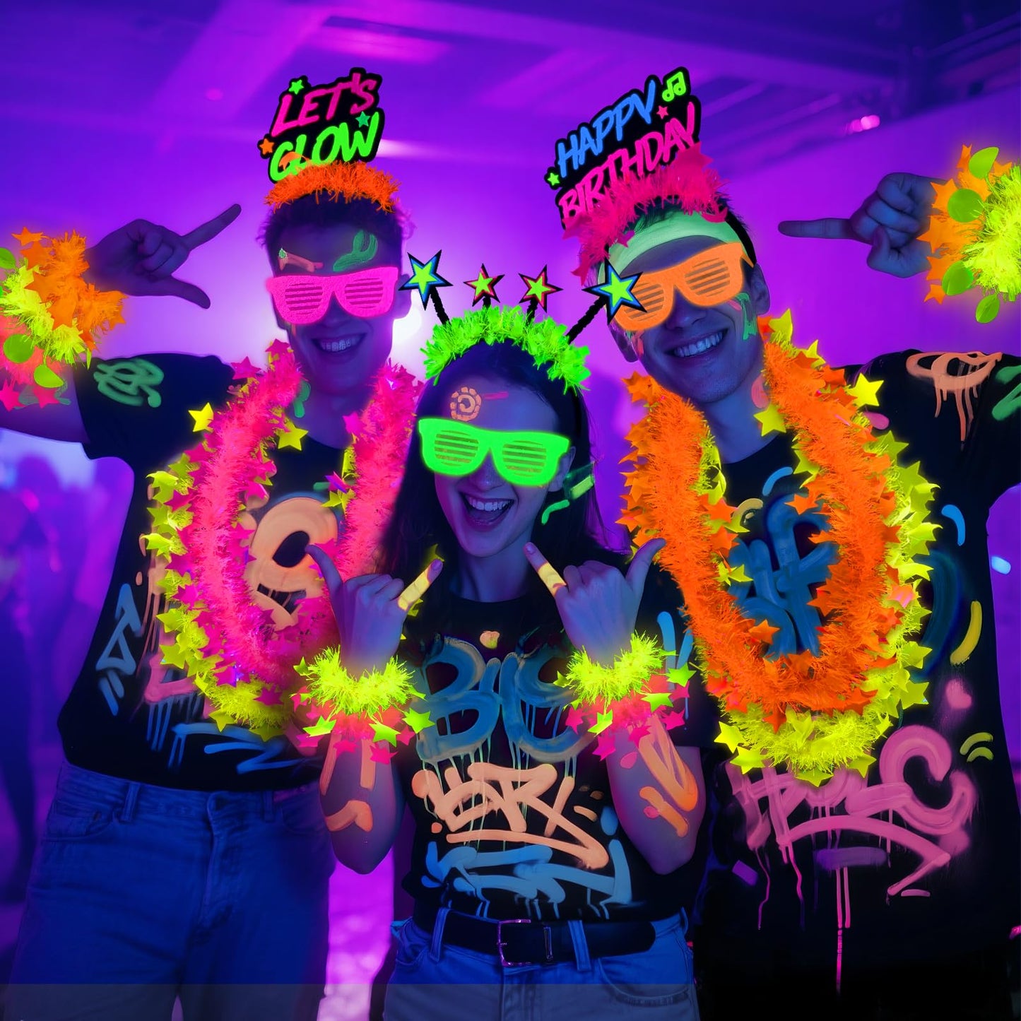 Mega-L 12 Pcs Glow in The Dark Glasses, Glow in The Dark Party Supplies, Neon Fluorescent Blacklight Eyeglasses Party Favors, Glow Photo Booth Props Eyewear Accessories for Women, Men, Adult Halloween