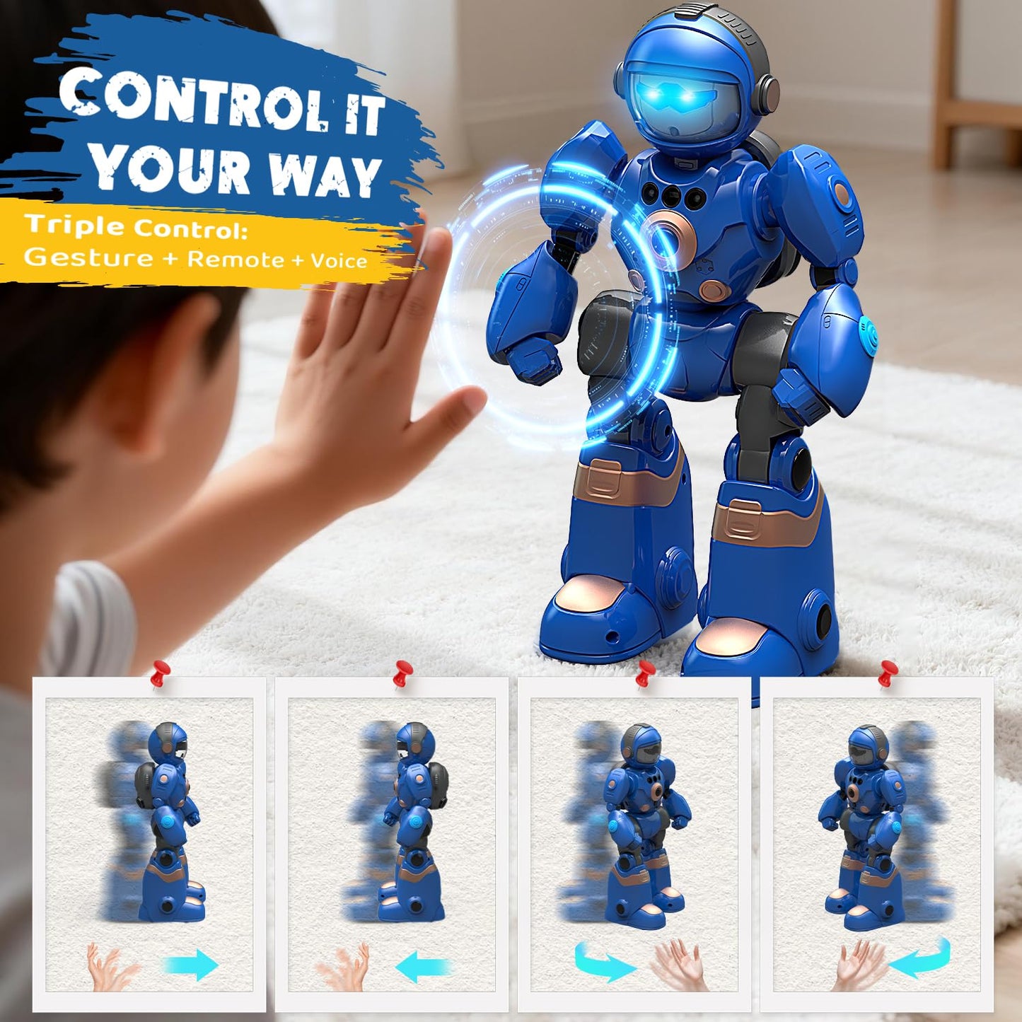 Robot Toys for Kids 3-8: Remote Control Robot with Talking, Programmable, Voice Recording, Singing, Dancing & Gesture Control - Gifts for Smart Kids - RC Interactive Toys for Boys & Girls