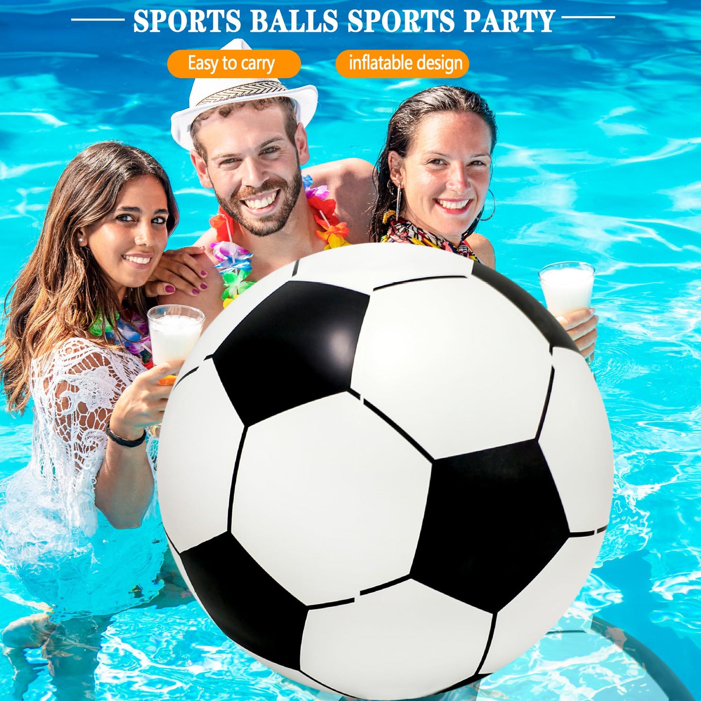Sonarun 2 Pack 24 Inch Large Inflatable Soccer Balls Giant Beach Game Balls Jumbo Blow Up Soccer Balls Toys for Soccer Ball Sports Outdoor Summer Pool Beach Party Favors
